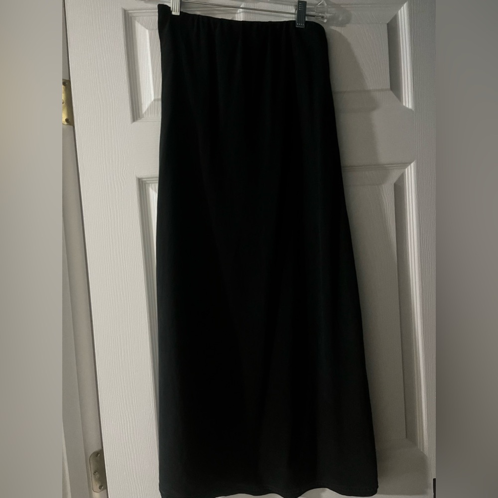 Women’s long black satin skirt